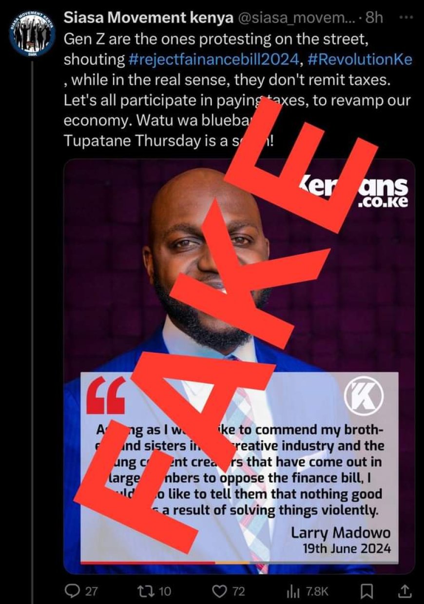 Fake News: Larry Madowo Misquoted on Finance Bill Protests