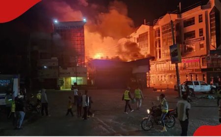 Fire Engulfs Building in Kitengela, Kajiado County